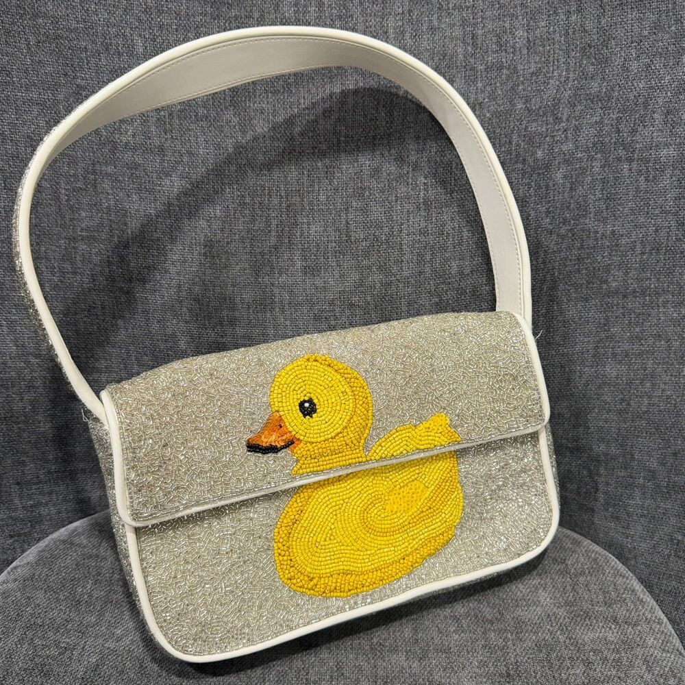 STAUD Tommy Beaded Floral Shoulder Bag Ducks Not in a Row - Picture 12 of 16